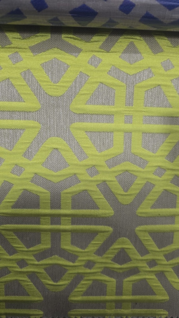 River Fabric Ziggurat Chartreuse Geometric 100% Polyester Curtain Fabric – 280 cm Wide, 190 GSM