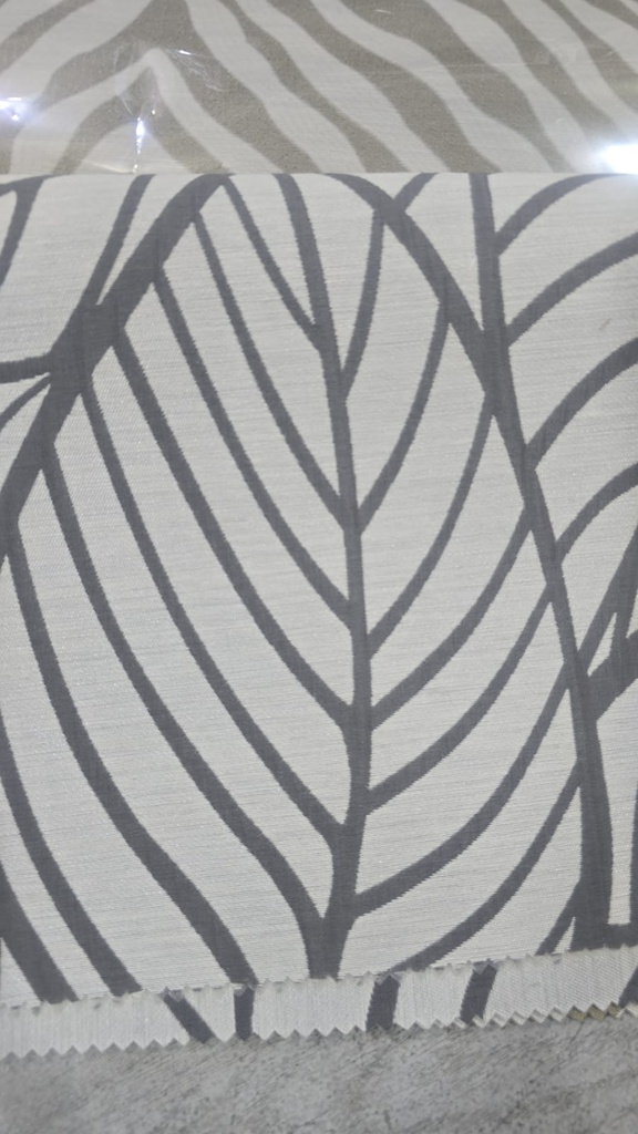 River Fabric Isadora Pewter Layered Leaf Pattern 100% Polyester Curtain Fabric – 280 cm Wide, 190 GSM