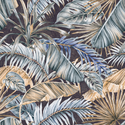 Silkhouse Borneo - Sylvester Botanical Dual-Purpose Fabric in The Blues (280cm Wide)