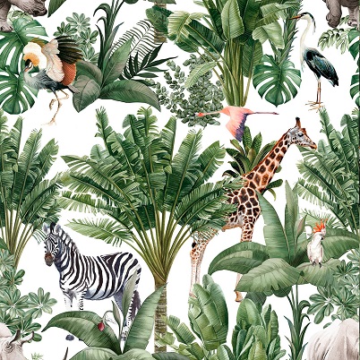 Out Of Africa Giraffe Manor Day Printed Cotton Fabric (280cm Wide)