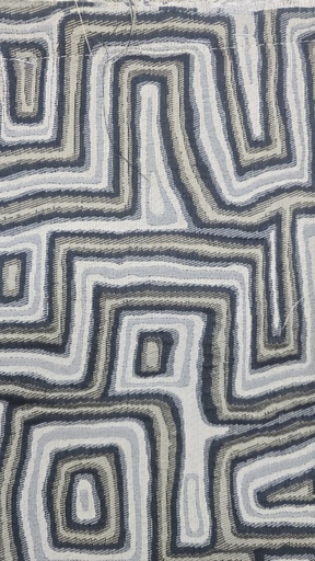 River Fabric Escapade Cappuccino Labyrinth Geometric 95% Polyester / 5% Linen Curtain Fabric – 280 cm Wide, 290 GSM
