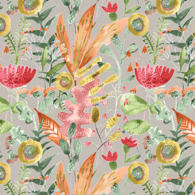 Silkhouse Bloomingdale - Walk in the Park Botanical Dual-Purpose Fabric in Linen (280cm Wide)