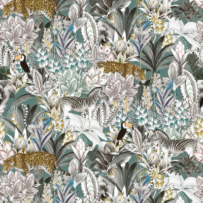 Silkhouse Borneo - Shangrila Scenic Wildlife Dual-Purpose Fabric in Rainbow (280cm Wide)